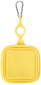 Silicone Collapsible Pet Bowl Double Portable Travel Bowl Equipped with Aluminum Hook Clip (Color: yellow)