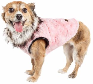 Pet Life Luxe 'Pinkachew' Charming Designer Mink Fur Dog Coat Jacket (size: medium)